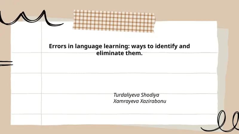 Errors in language learning: ways to identify and eliminate them