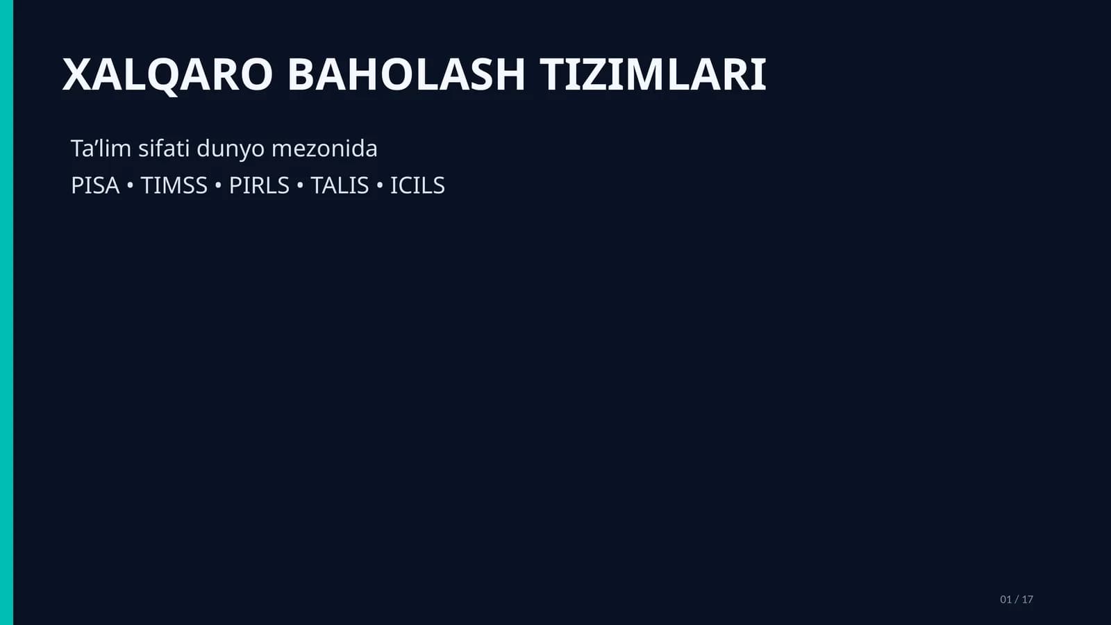 XALQARO BAHOLASH TIZIMLARI