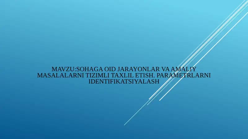 Iqtisodiy jarayonlar va amaliy masalarni tizimli taxlil etish