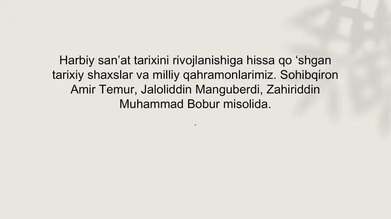 Amir Temur harbiy san'at tarixi rivojlantirishda strategik rejalashtirishni joriy etishi