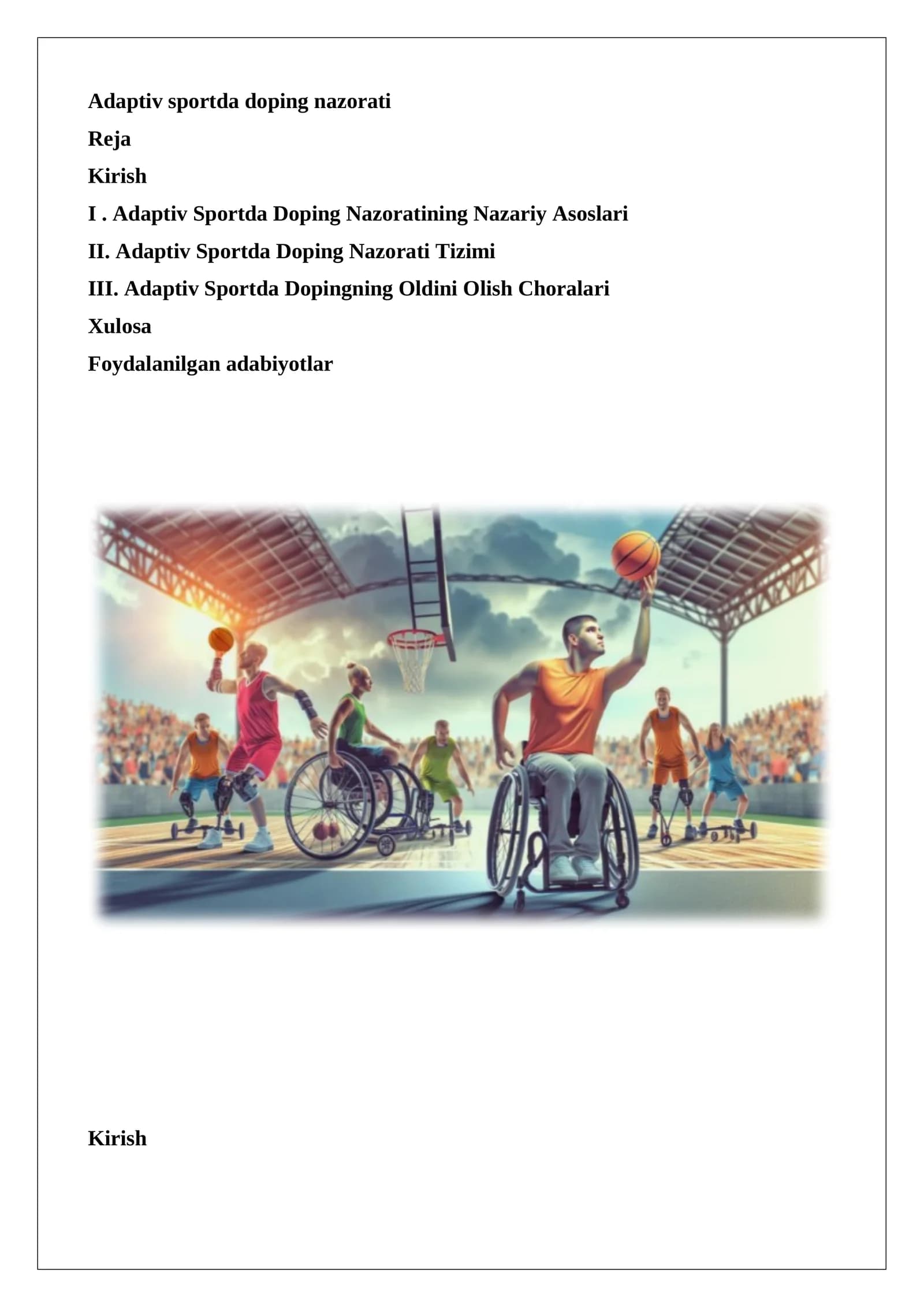 Adaptiv sportda doping nazorati