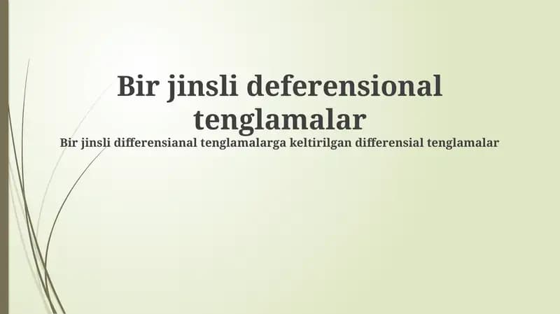 Gomogen differentsial tenglamalar: Ta'rif va asosiy tushunchalar