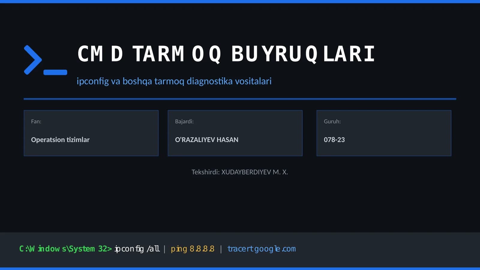 CMD TARMOQ BUYRUQLARI