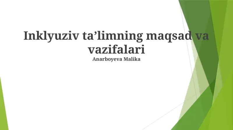 Inklyuziv taʼlimning maqsad va vazifalari