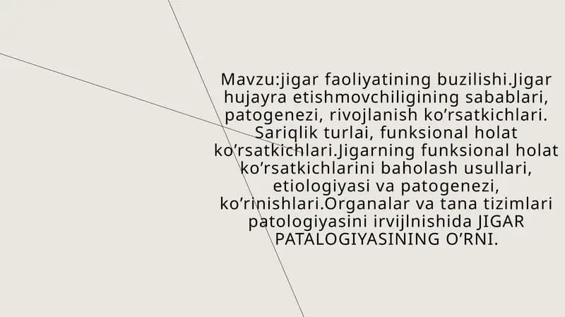 Jigar faoliyatining buzilishi