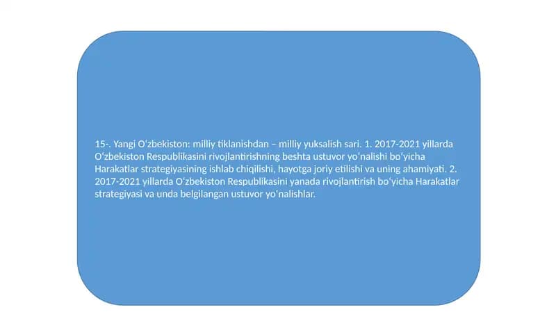 Yangi O‘zbekiston: milliy tiklanishdan – milliy yuksalish sari