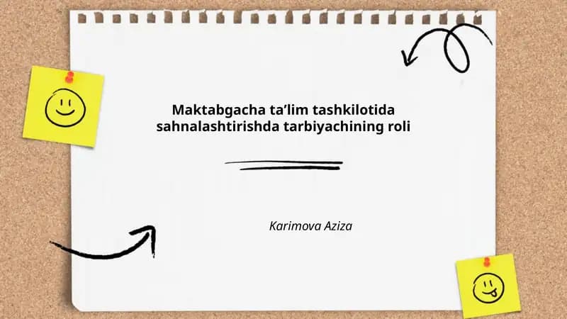 Maktabgacha taʼlim tashkilotida sahnalashtirishda tarbiyachining roli