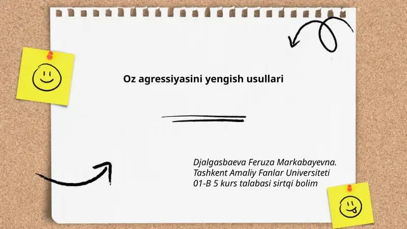Oz agressiyasini yengish usullari