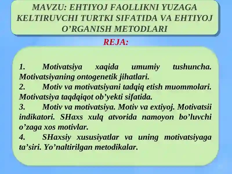 Motivatsiya va Faollik