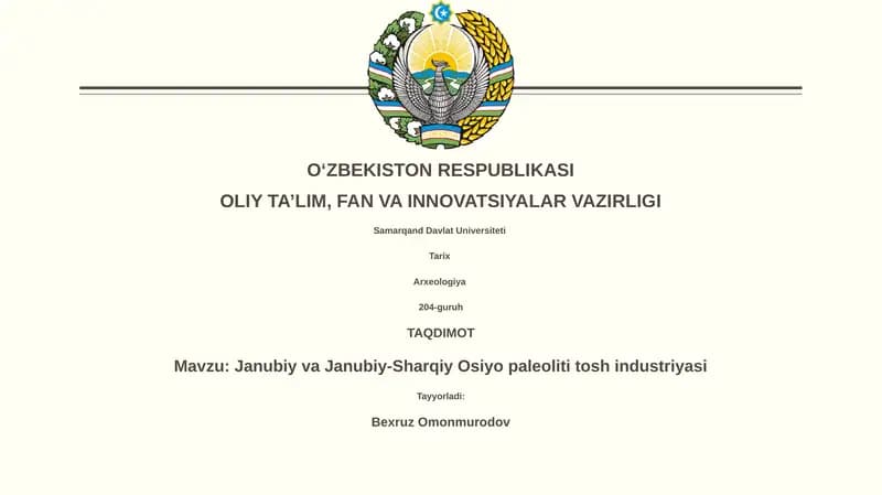 Janubiy va Janubiy-Sharqiy Osiyo paleoliti tosh industriyasi