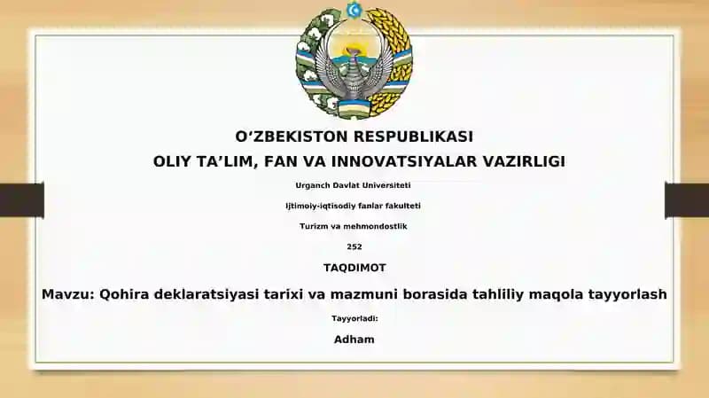 Qohira deklaratsiyasi tarixi va mazmuni