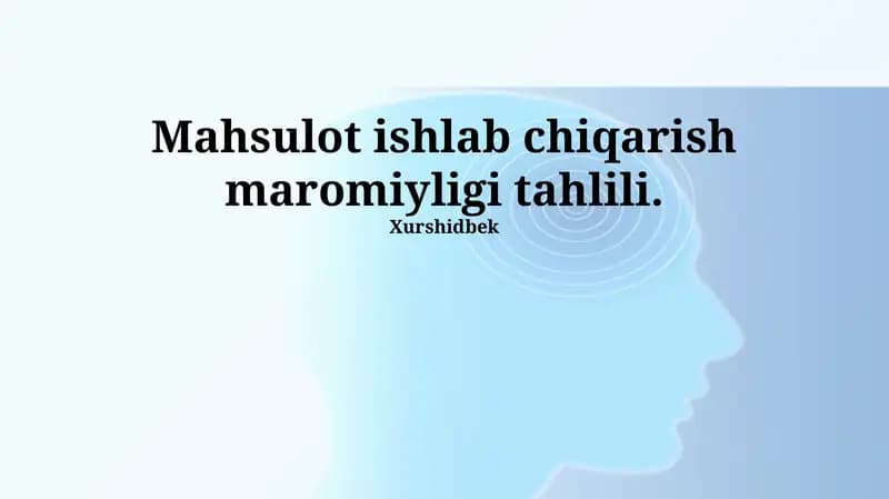 Mahsulot ishlab chiqarish maromiyligi tahlili