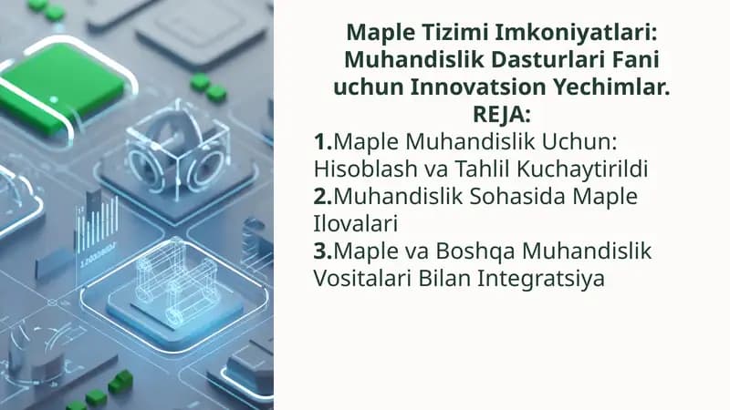 Maple Tizimi Imkoniyatlari: Muhandislik Dasturlari Fani uchun Innovatsion Yechimlar