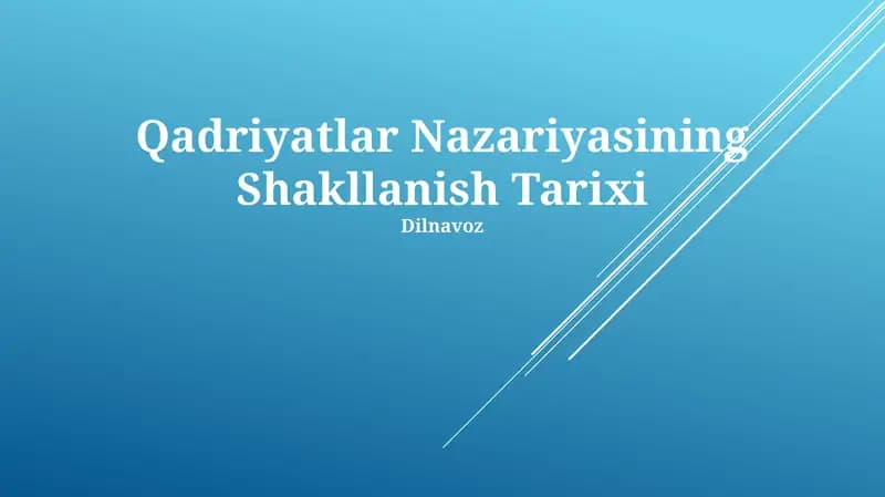 Qadriyatlar Nazariyasining Shakllanish Tarixi