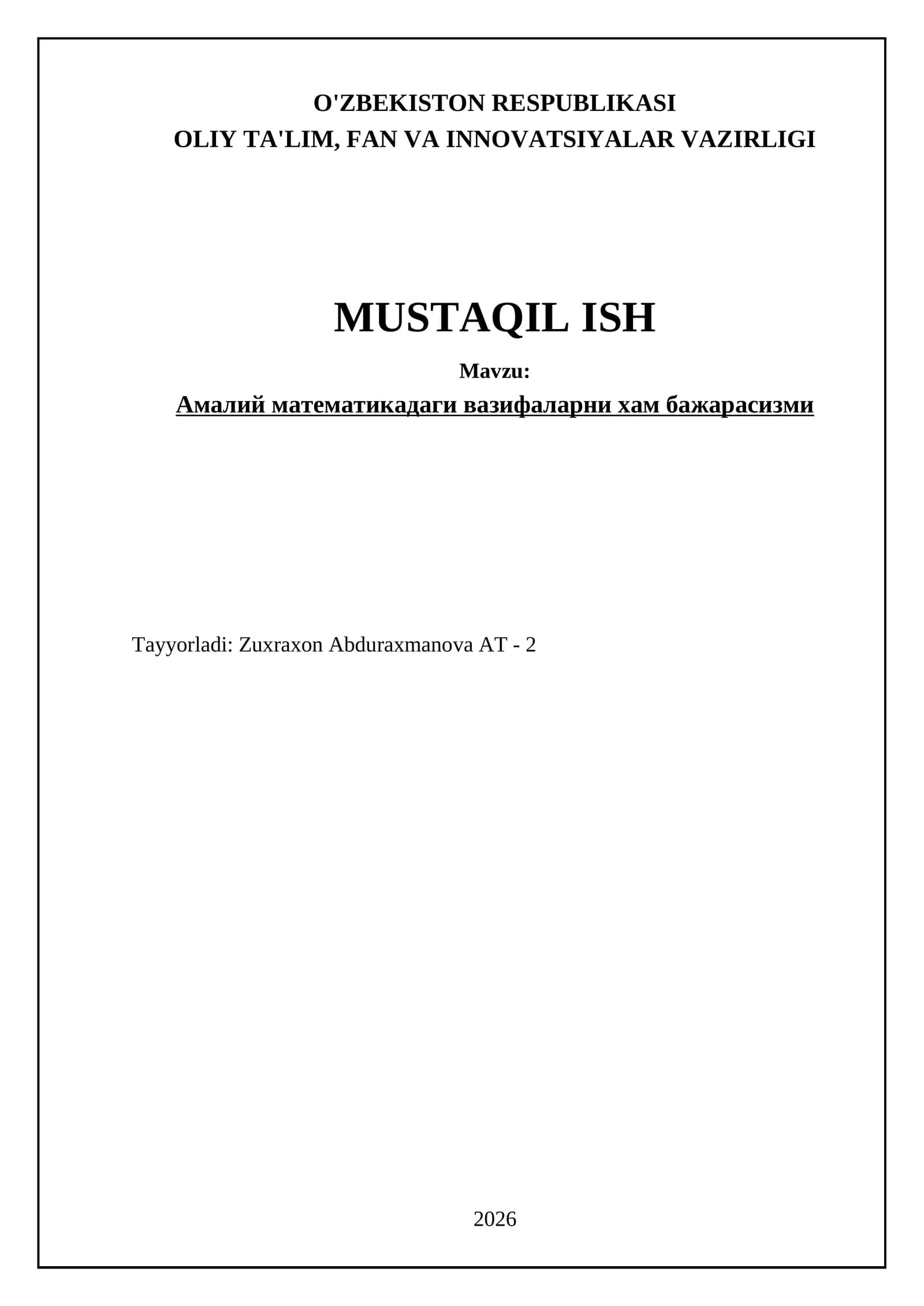 Амалий математикадаги вазифаларни хам бажарасизми