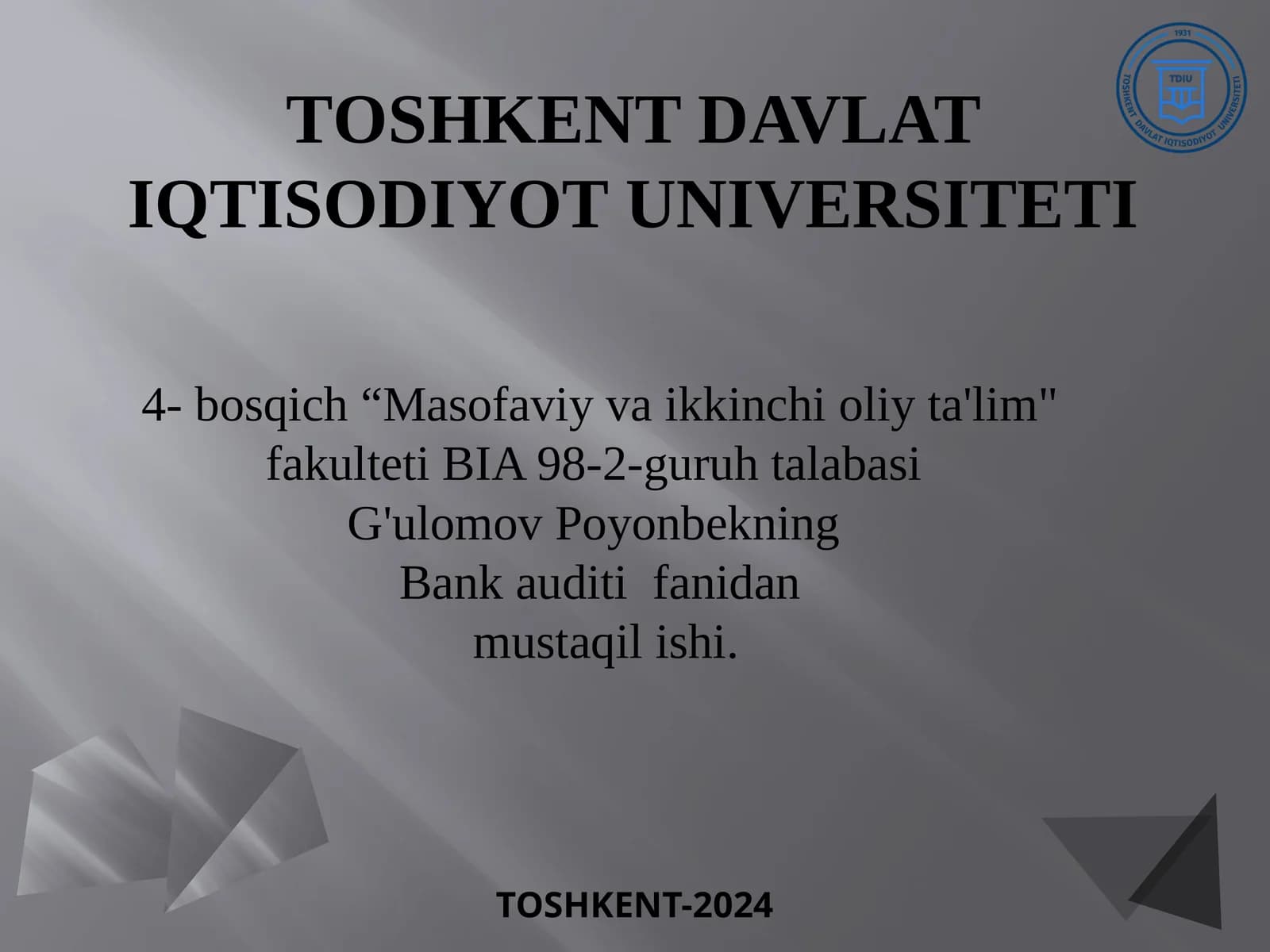 Bank auditini rivojlanish bosqichlari
