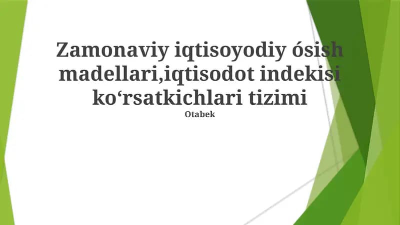 Zamonaviy iqtisodiy o'sish modellari