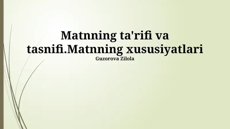 Matnning ta'rifi va tasnifi