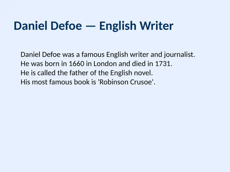 Britaniya adabiyoti: Daniel Defo
