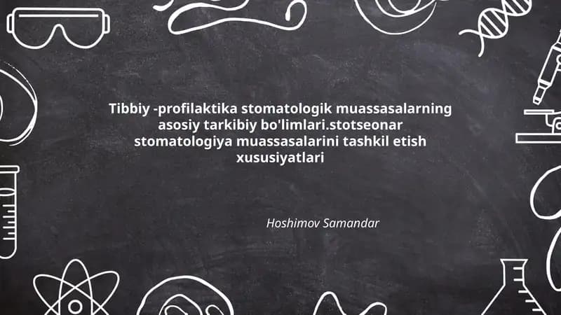 Tibbiy-profilaktika stomatologik muassasalarning asosiy tarkibiy bo'limlari