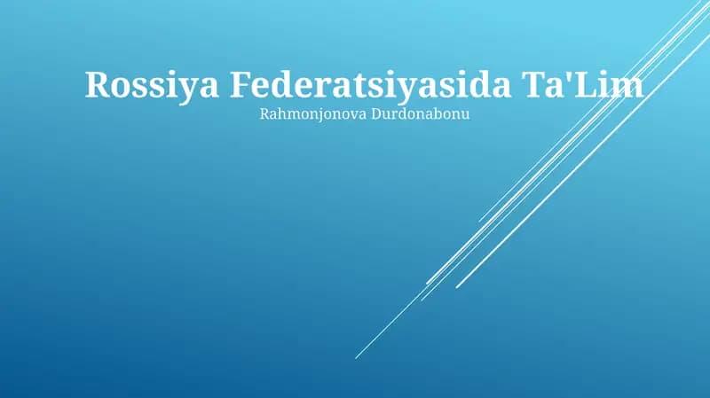 Rossiya Federatsiyasida Ta'lim