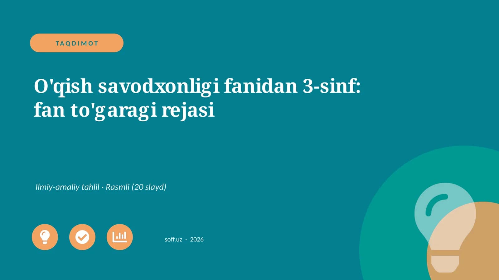 O'qish savodxonligi fanidan 3-sinf: fan to'garagi rejasi