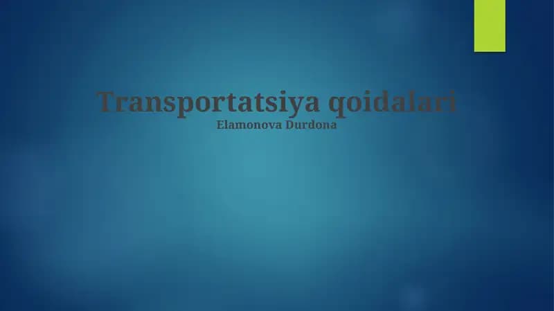 Transportatsiya qoidalari
