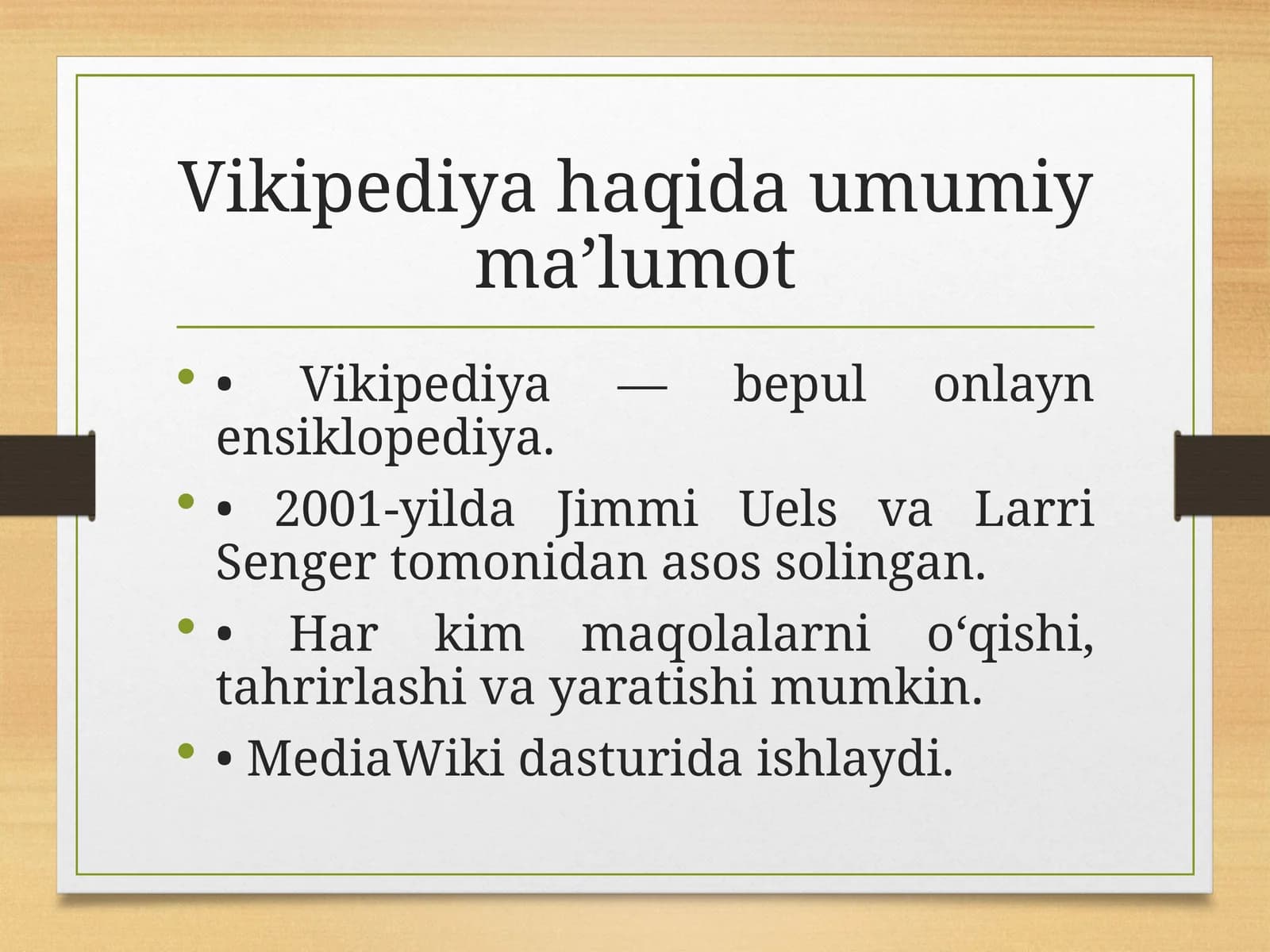 Vikipediya haqida umumiy ma’lumot