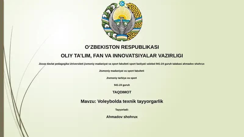 Voleybolda texnik tayyorgarlik