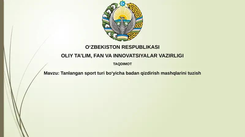 Tanlangans sport turini boshqarish mashqlari
