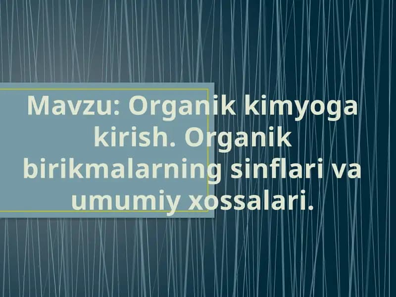 Organik kimyo