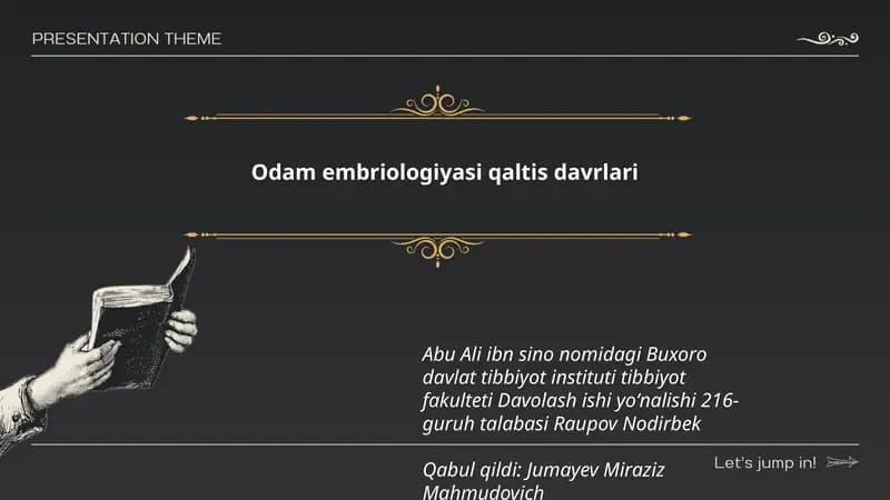 Odamlar Embriologiyasi qaltis davrlari