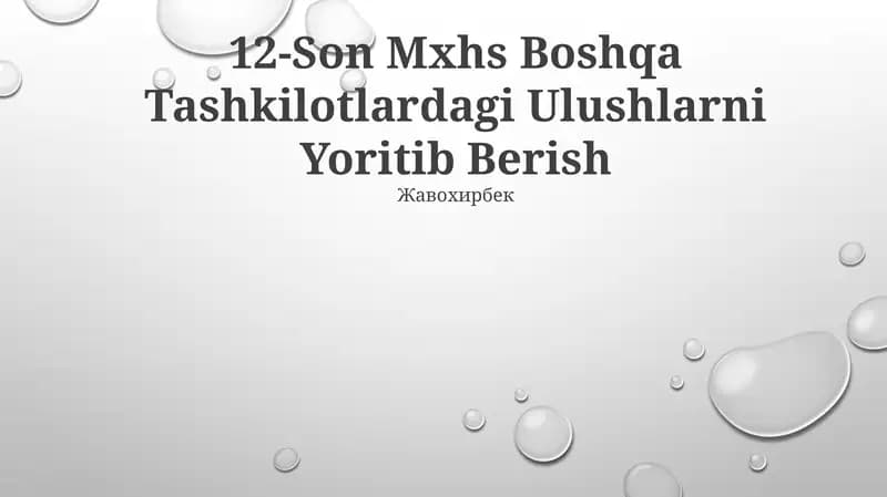12-Son Mxhs Boshqa Tashkilotlardagi Ulushlarni Yoritib Berish