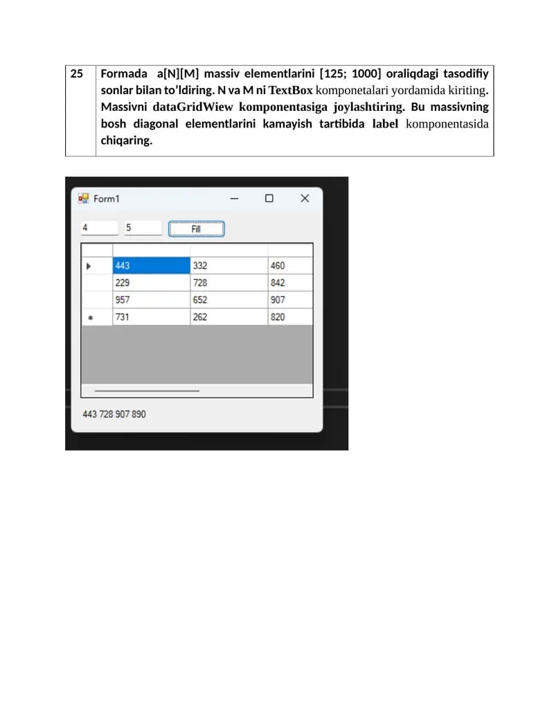 Visual C++ da mustaqil ish ixtiyoriy