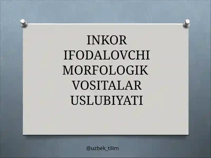 INKOR IFODALOVCHI MORFOLOGIK VOSITALAR USLUBIYATI