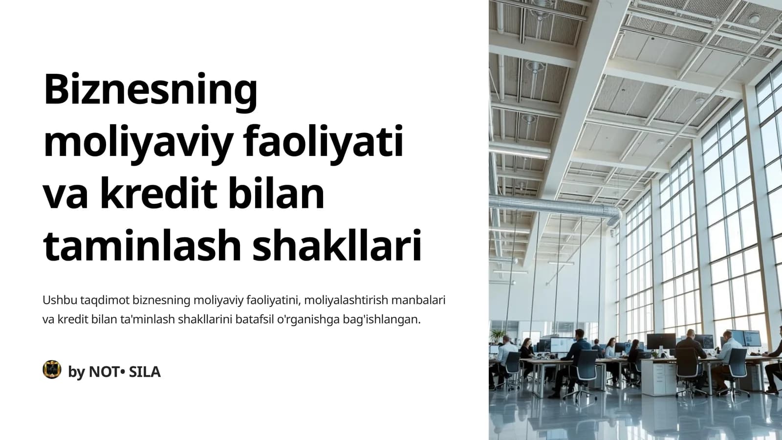 Biznesning moliyaviy faoliyati va kredit bilan taminlash shakllari