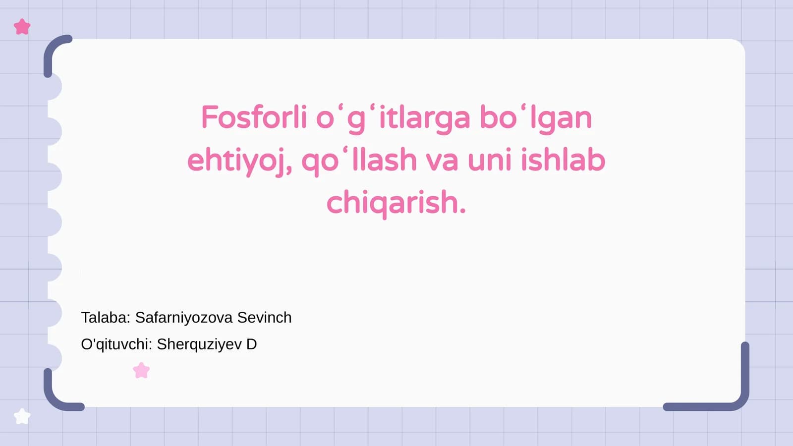 Fosfor oʻgʻitlarga boʻlgan ehtiyoj