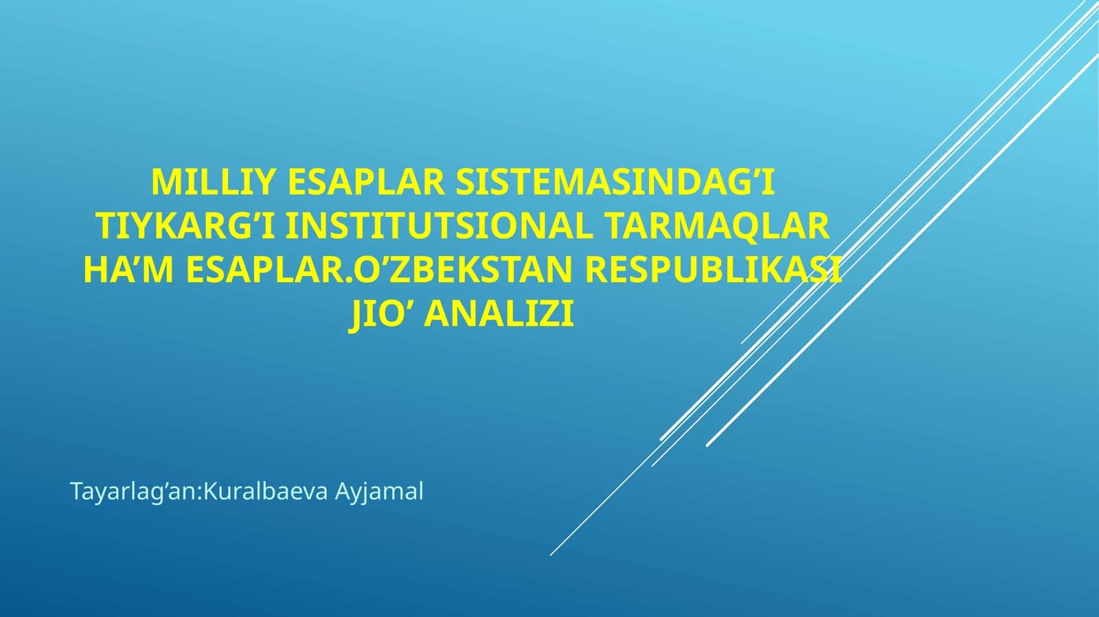 Milliy hisoblar sistemasidagi Itiqorg'i institutsional tarmoqlar hisoblari. O'zbekiston Respublikasi JIO' analizi