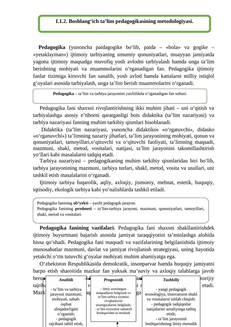 Boshlang‘ich taʼlim pedagogikasining metodologiyasi