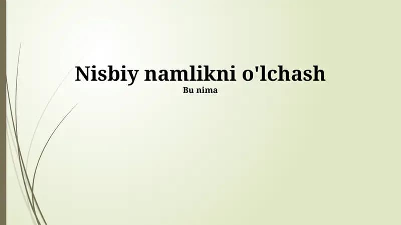 Nisbiy Namlikni O'lchash