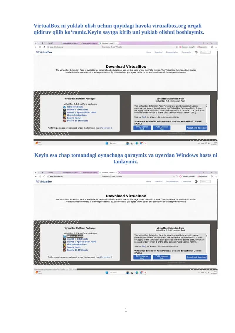 VirtualBox ni yuklab olish