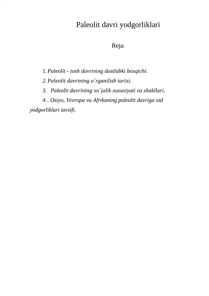 Paleolit davri yodgorliklari