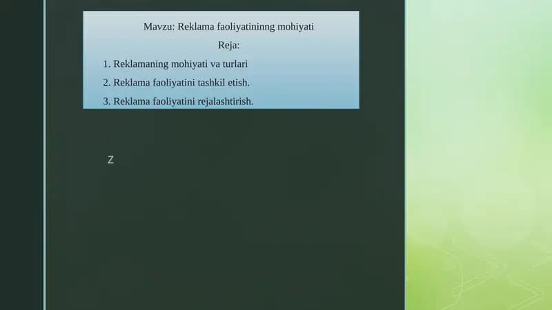 Reklama faoliyatininng mohiyati