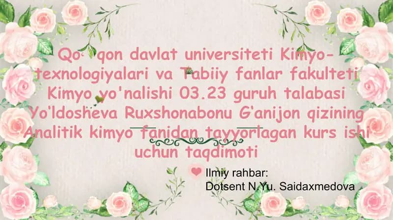 Analitik kimyo kursi