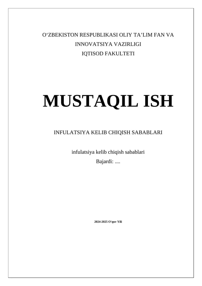 Infulatsiya kelib chiqish sabablari