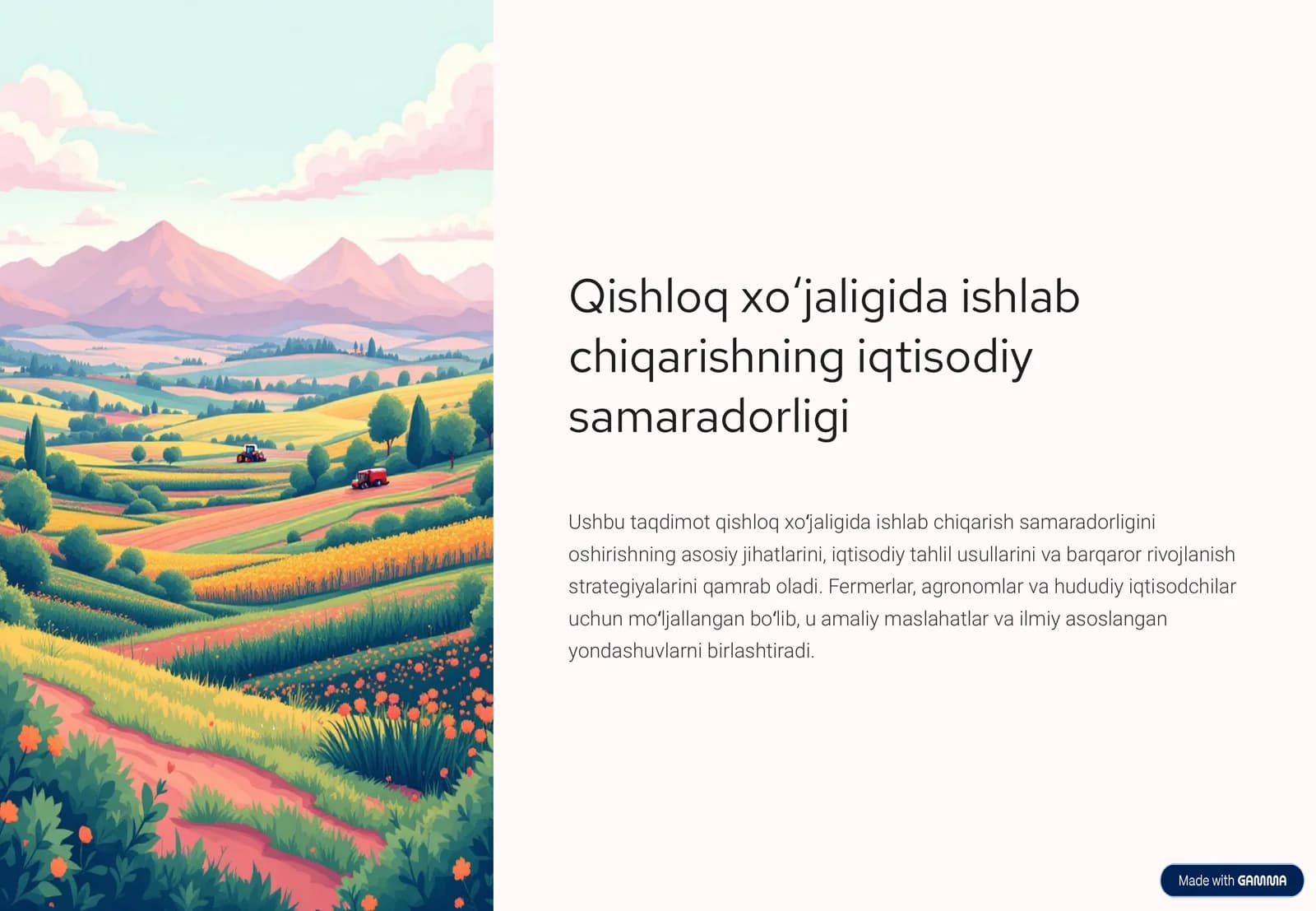 Qishloq xoʻjaligida ishlab chiqarishning iqtisodiy samaradorligi