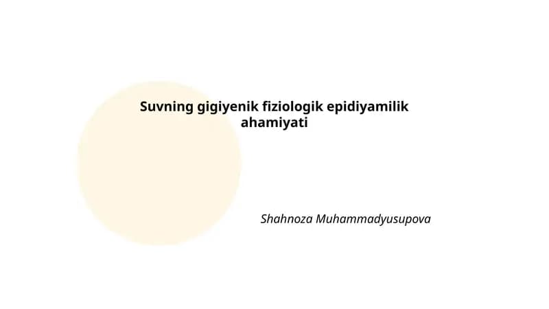 Suvning gigiyenik fiziologik epidiyamilik ahamiyati