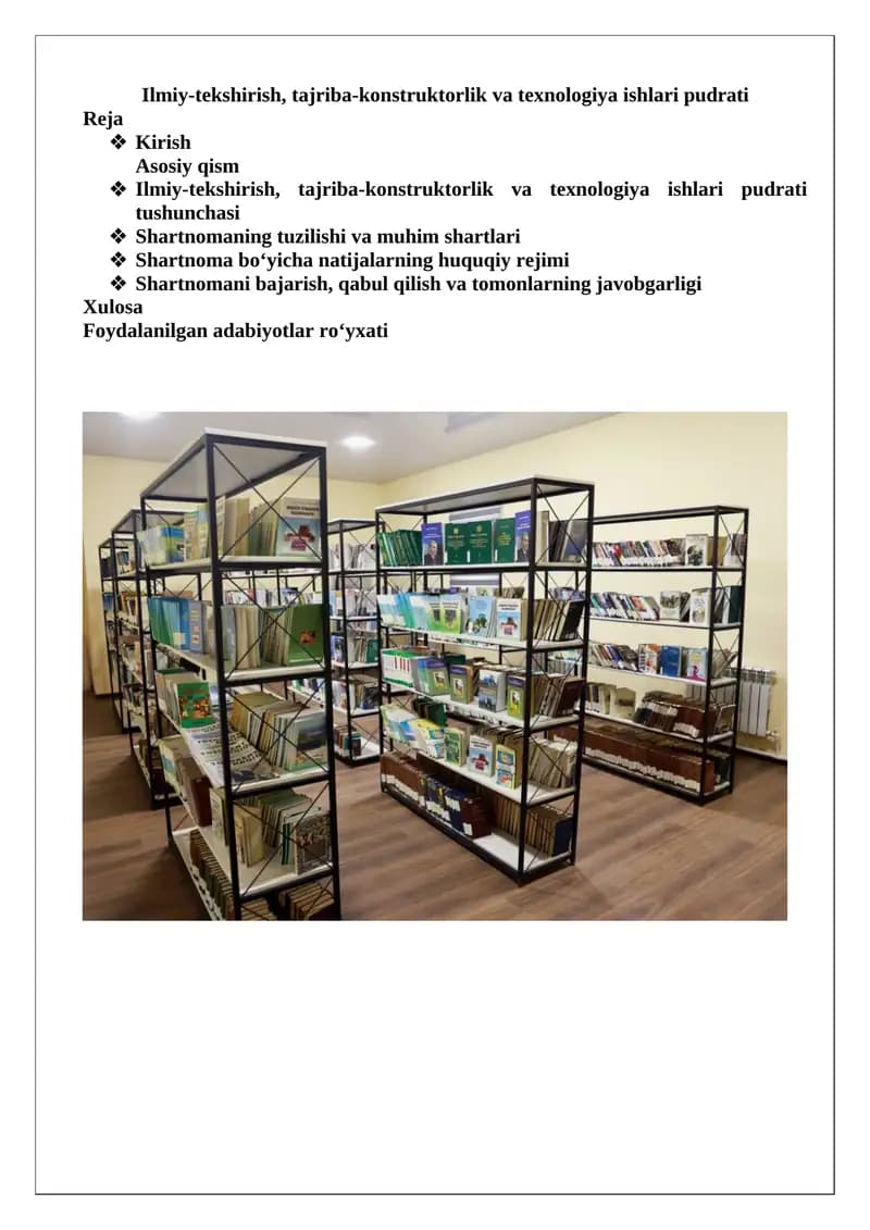 Ilmiy-tekshirish, tajriba-konstruktorlik va texnologiya ishlari pudrati