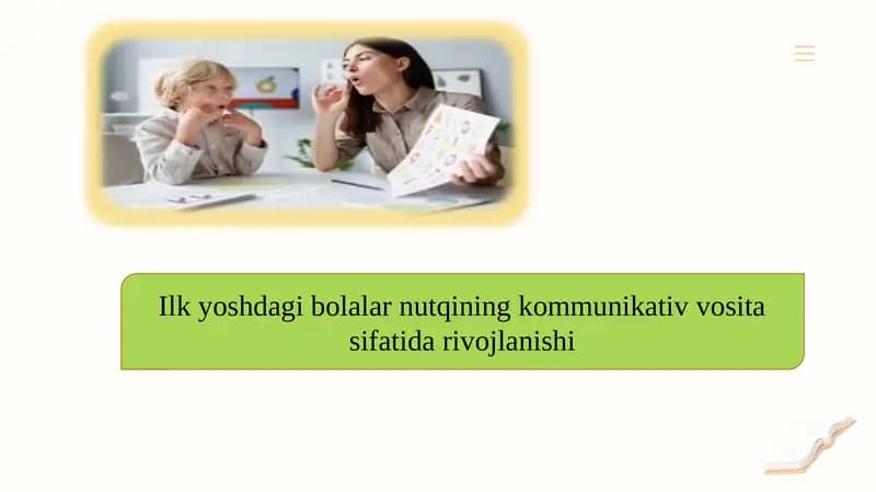 Ilk yoshdagi bolalar nutqining kommunikativ vosita sifatida rivojlanishi