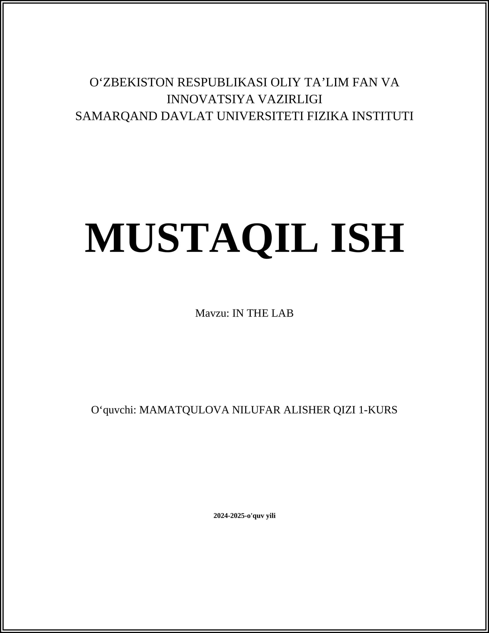 IN THE LAB